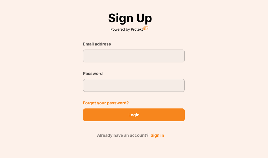 Protekt Universal Login Page